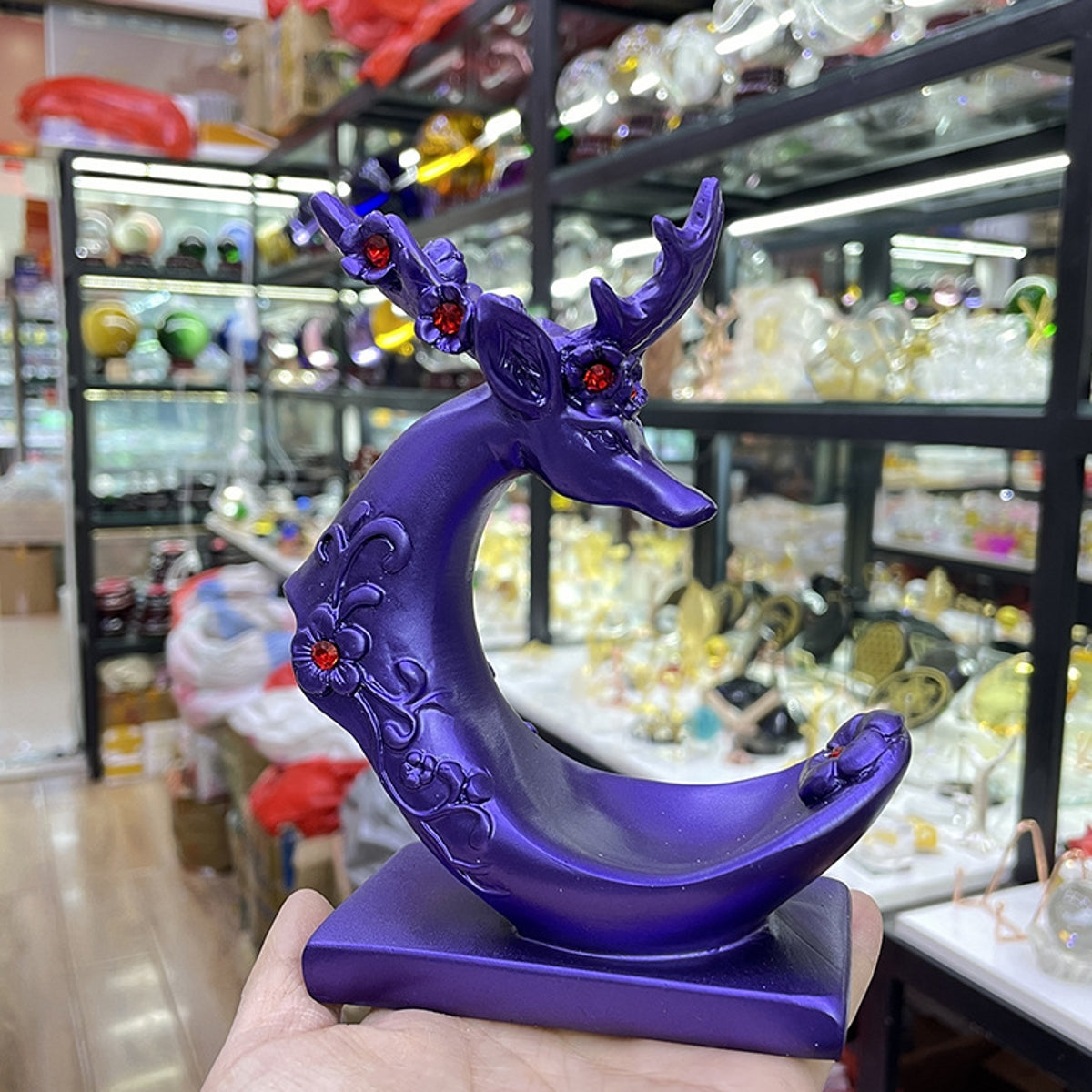 2 Sphere Deer Crystal Ball Stand Ornament Sphere Holders