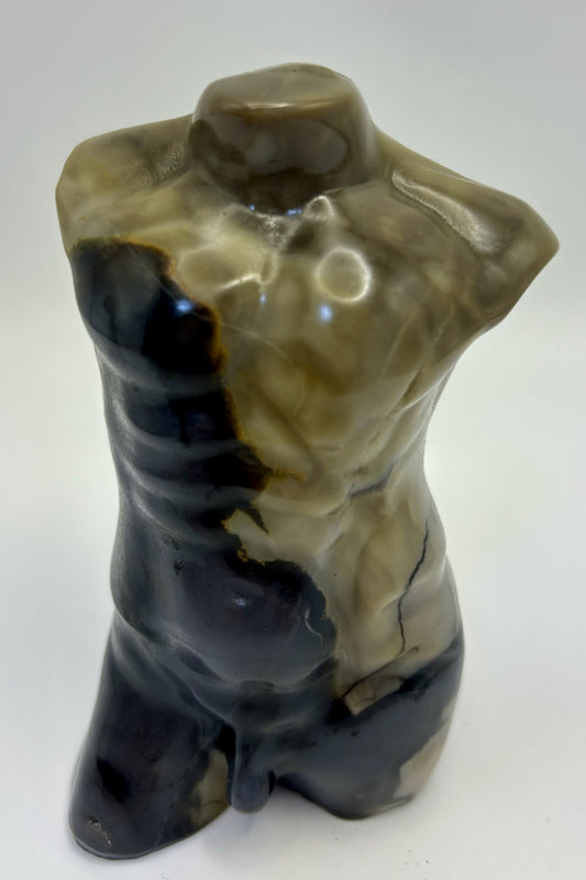3.9 Inch Men Body Carving Volcano Agate UV Reactive Healing Male Figurine