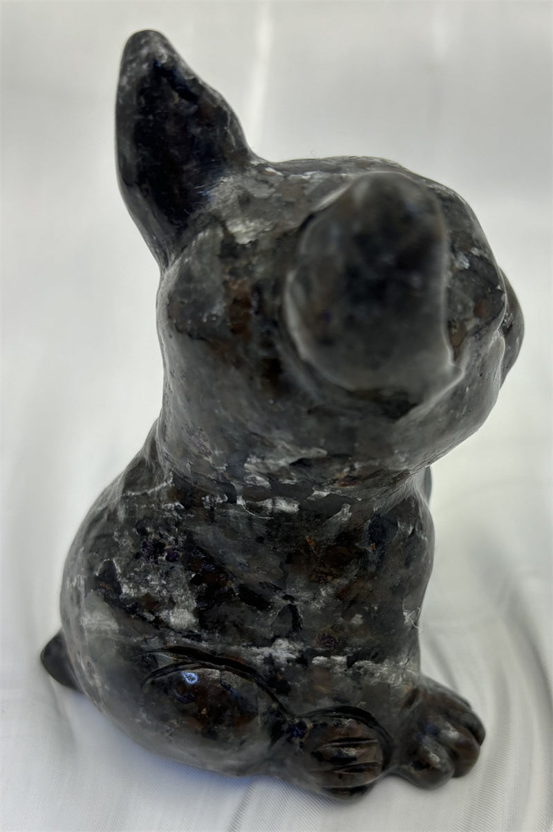 French Bulldog Carvings Yooperlite Uv Reactive Crystal Figurine 3.6 Inches