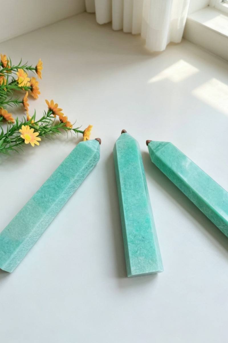 Amazonite Hexahedral Towers in Medium Size 8.86" Tall