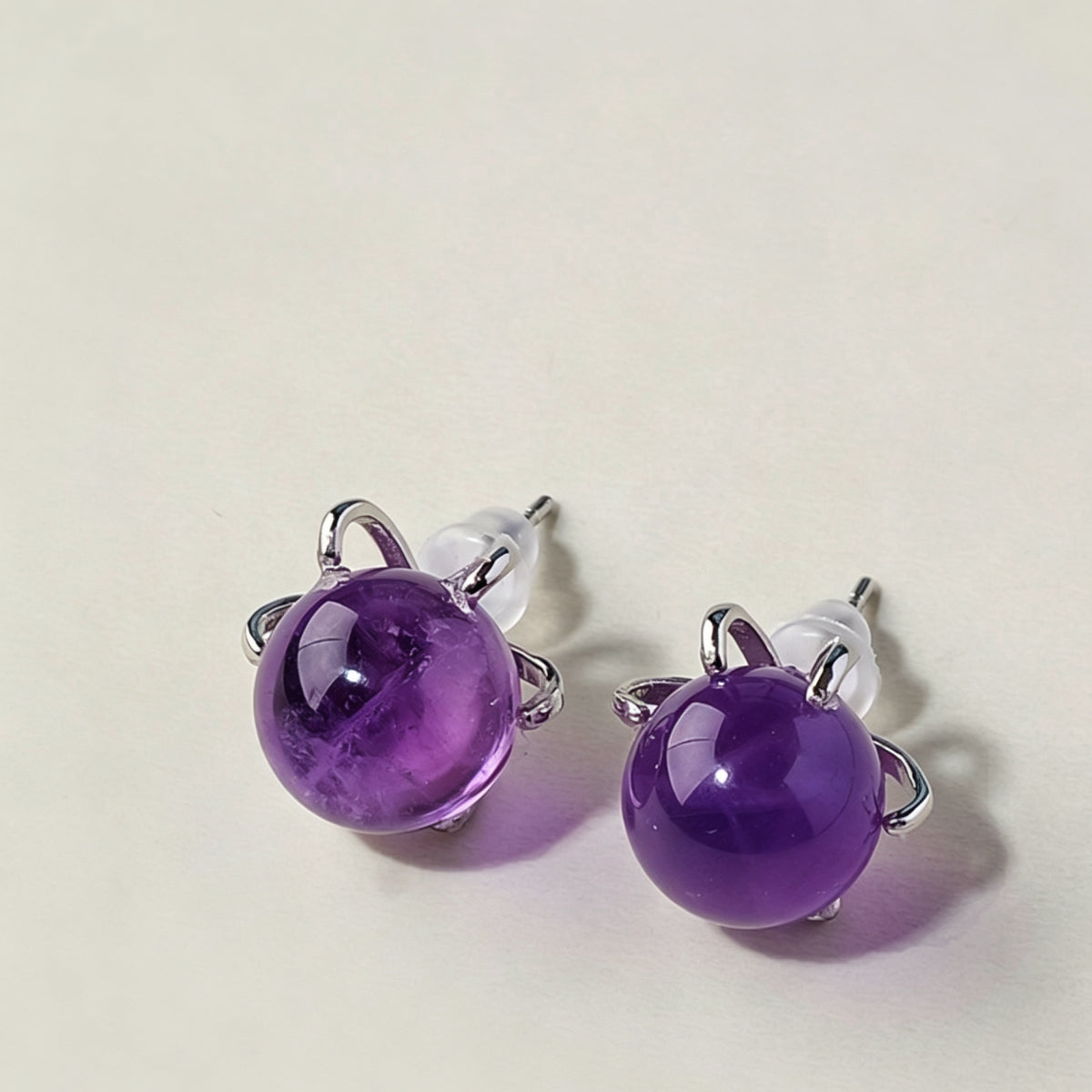 Amethyst Crystal Ball Earrings