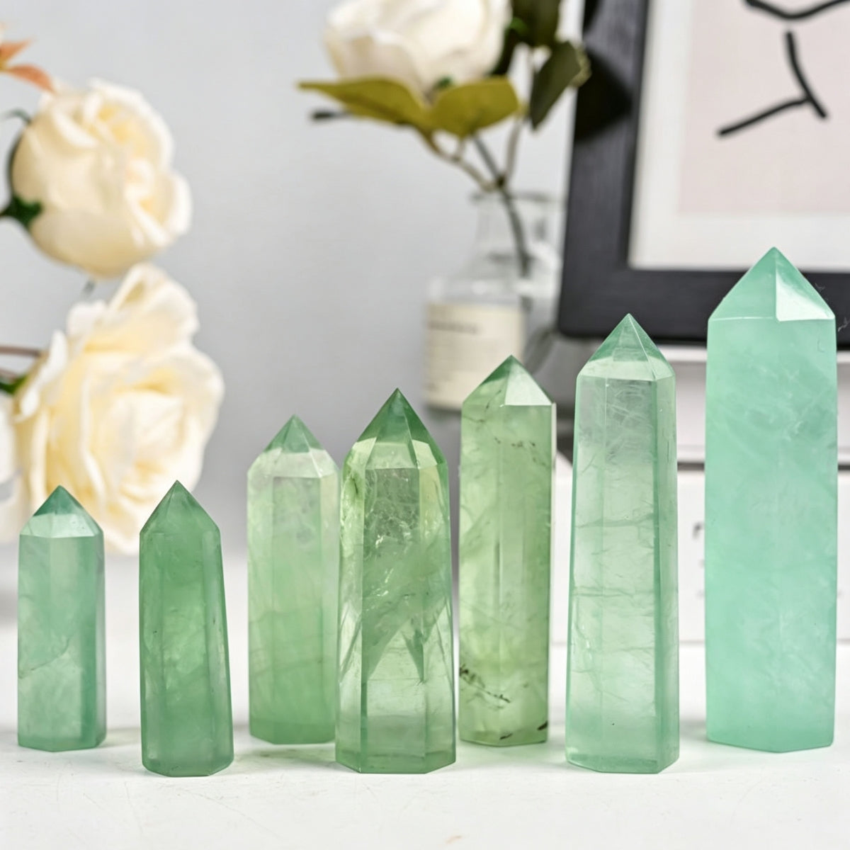 Apple Green Fluorite Crystal Towers Tall 1.57"-3.94"