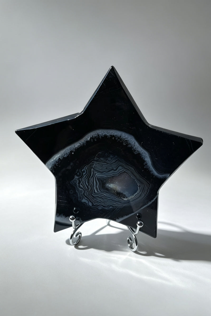 Black Agate Star with Free Holders