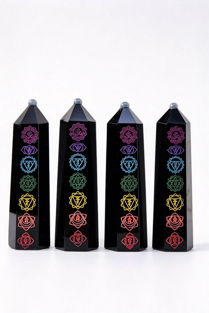 Black Obsidian Towers 2.37"-3.54"Tall