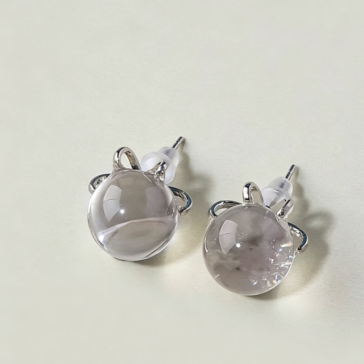 Clear Quartz Crystal Ball Earrings