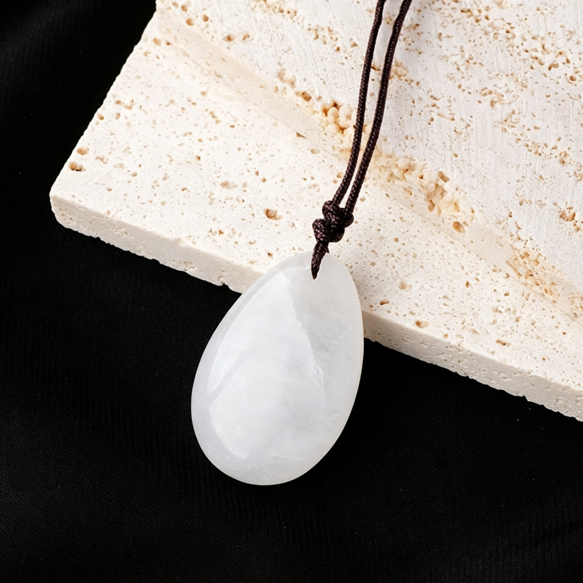 Clear Quartz Green Aventurine Crystal Teardrop Pendant