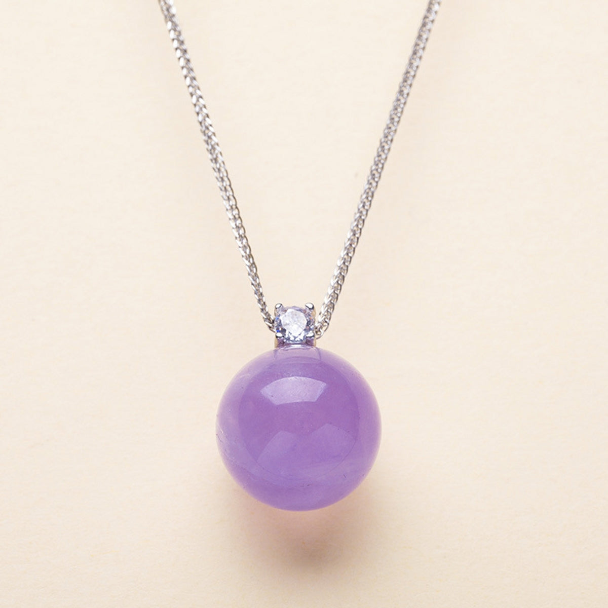 Clear Quartz Rose Quartz Amethyst Crystal Ball Pendant Silver Necklace