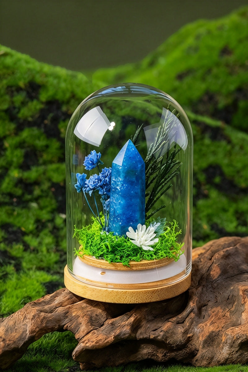 Crystal Column DIY Eternal Flowers Glass Dome Ornament 2.76"