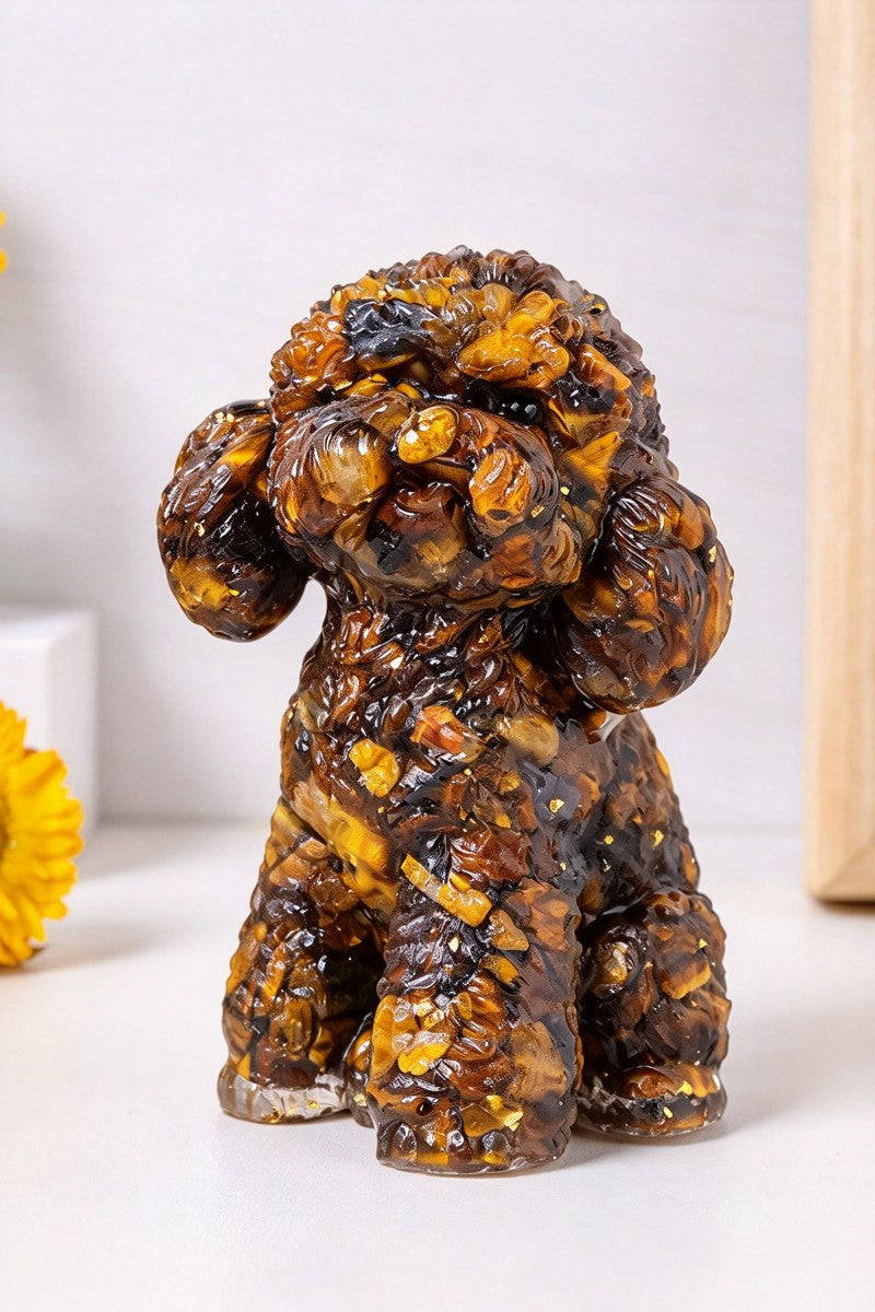 Crystal Crushed Teddy Dog Carvings 3.94"