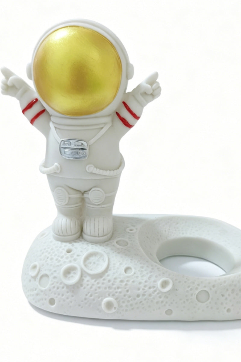 Cute Astronaut Standing on the Moon Resin Sphere Holders