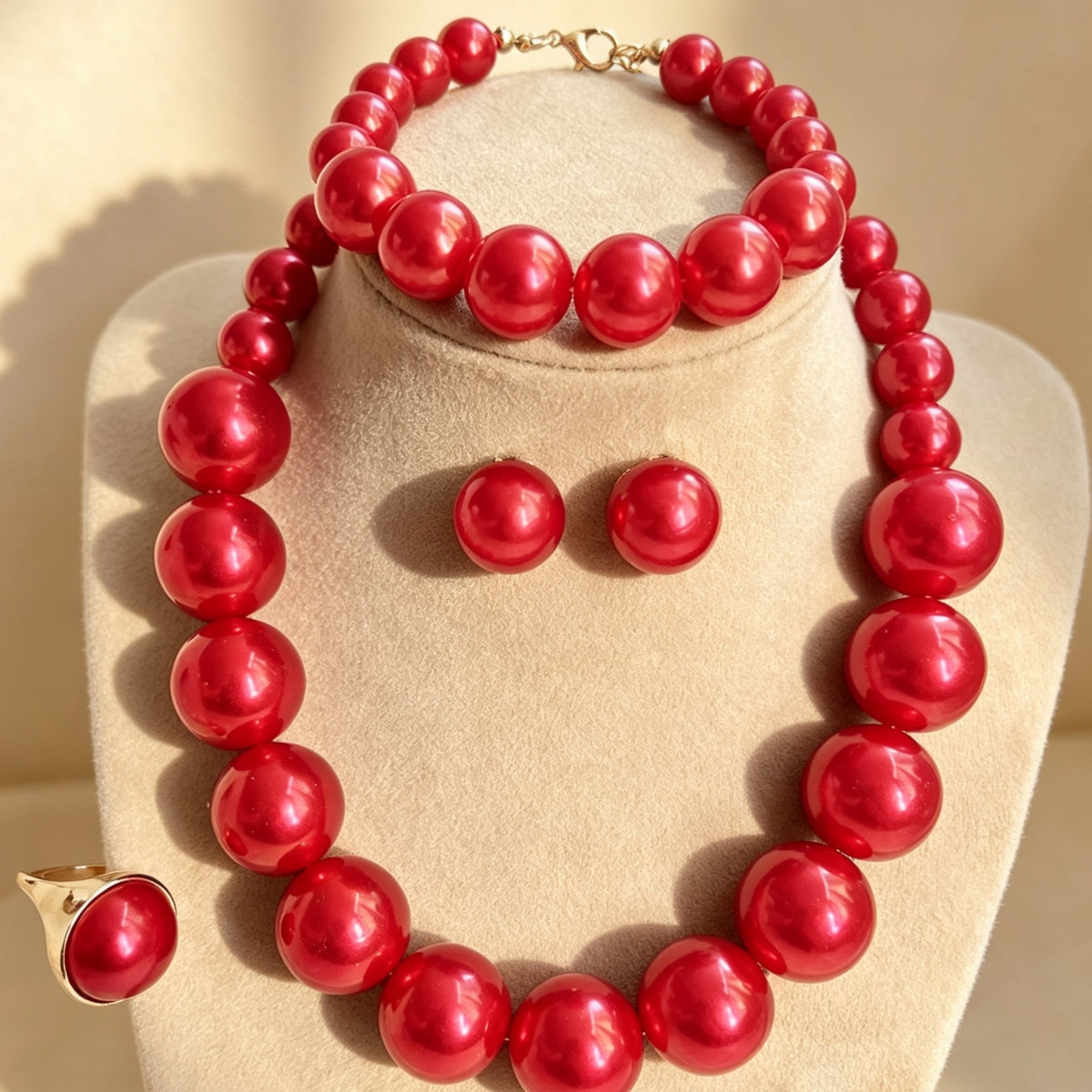 Elegant Vintage Pearl Necklace Collar Earring Set