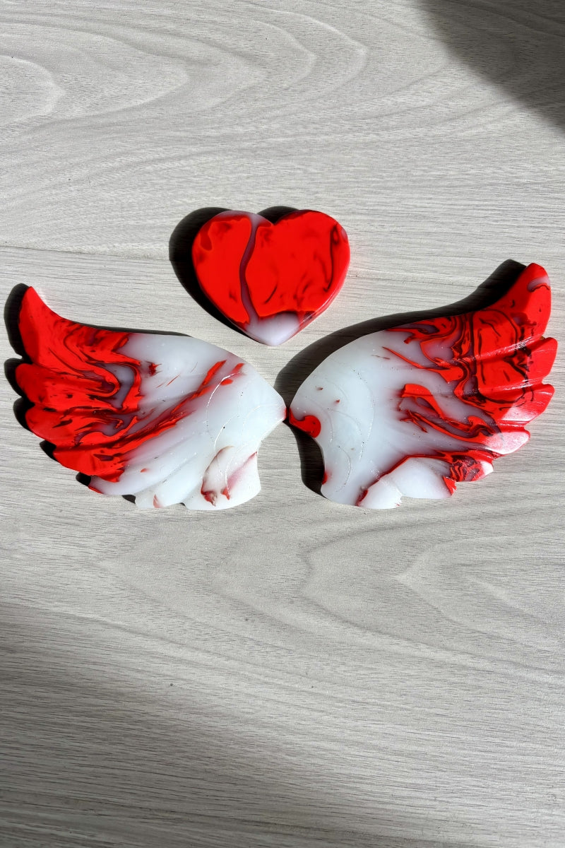 Gorgeous Chicken Blood Heart Angel Wings with Free Holder