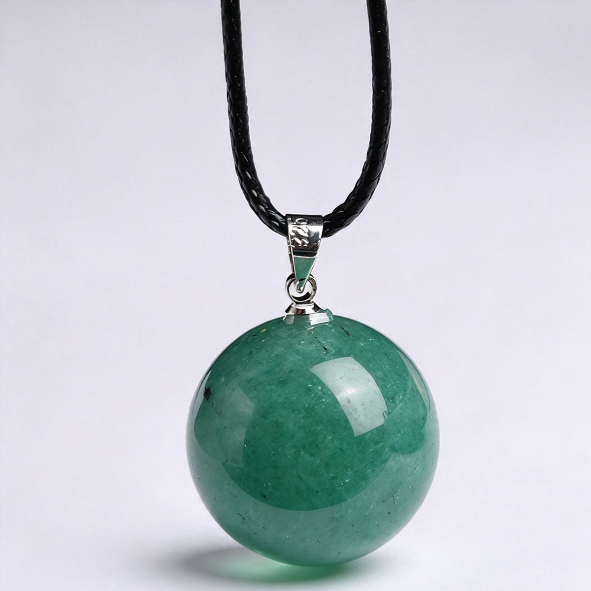 Green Aventurine Crystal Ball Pendant Necklace Sweater Chain