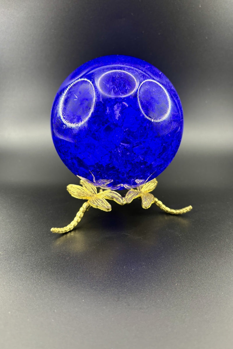 Ice Cracked Solid Crystal Balls Aura Crackle 100mm Glass Spheres