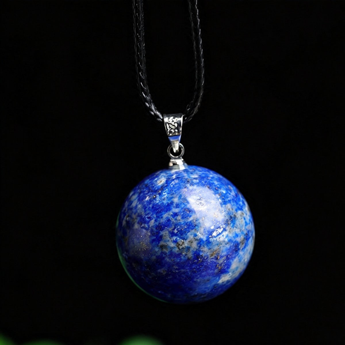 Lapis Crystal Ball Pendant Necklace Sweater Chain