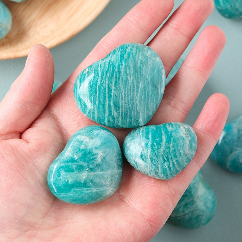 Amazonite Hearts Palm Stone 100g