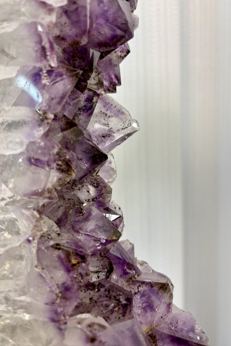 Natural Amethyst Portal with Titanium on a Stand 20.87" Tall