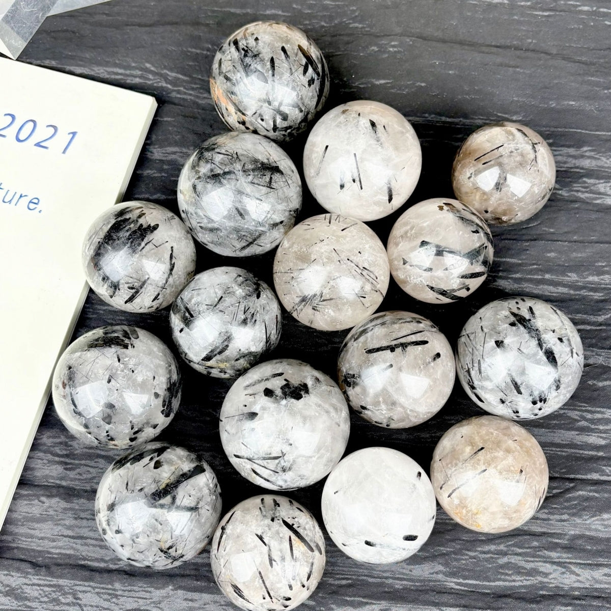 Natural Black Rutilated Spheres Crystal Balls 500g