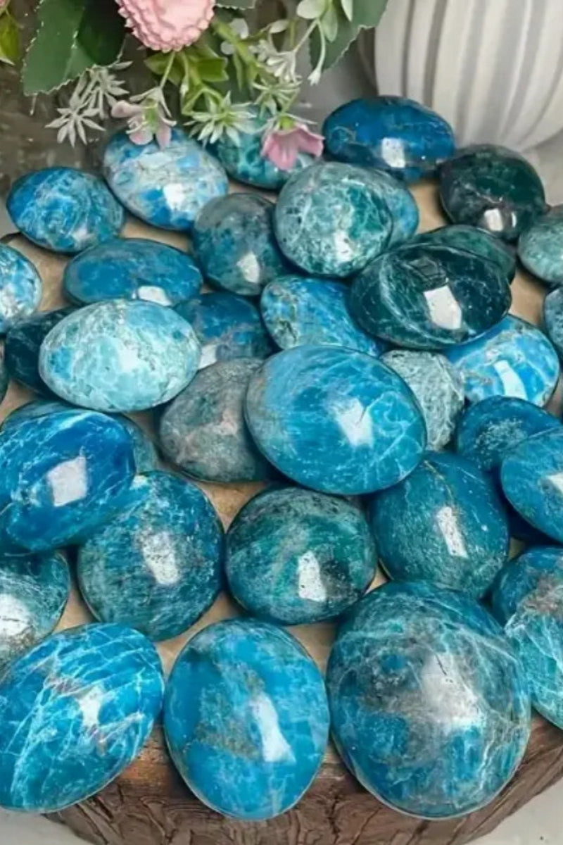Natural Blue Apatite Palm Stones 500g