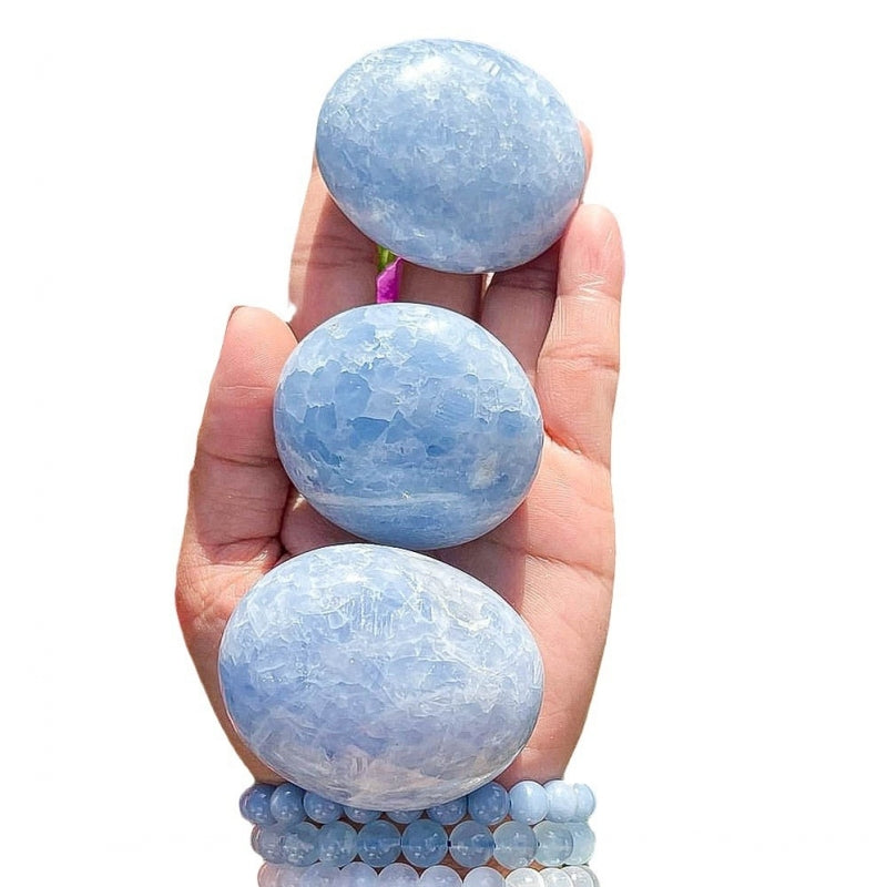Natural Celesite Palm Stone 100g