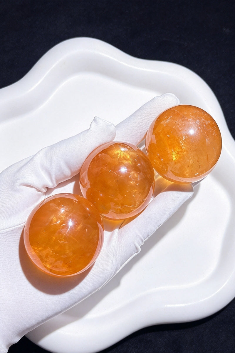 Natural Citrine Spheres with Free Holders 2.36"-3.15"