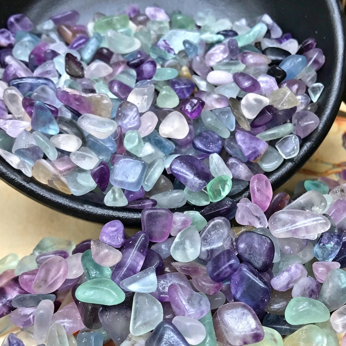 Colored Fluorite Chips Small Tumbles 100g