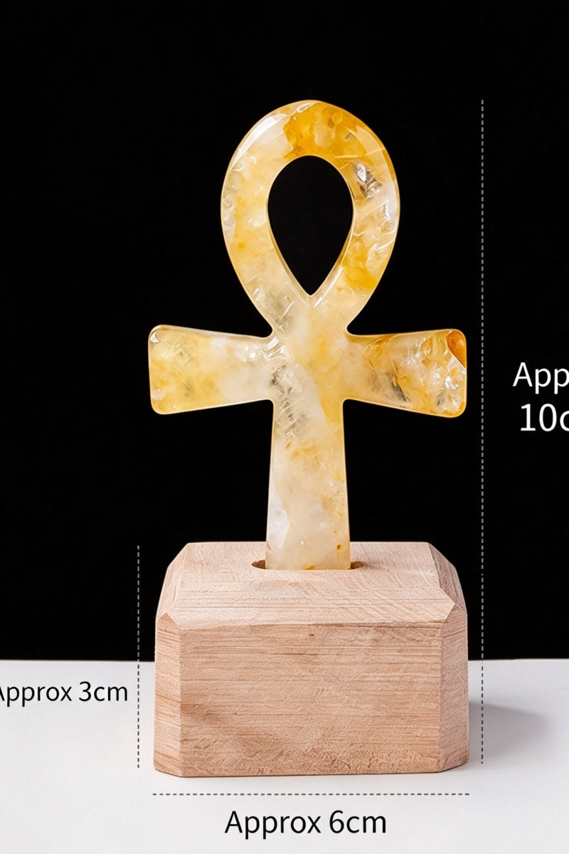 Natural Crystal Cross Ornament Home Decor with Free Holders