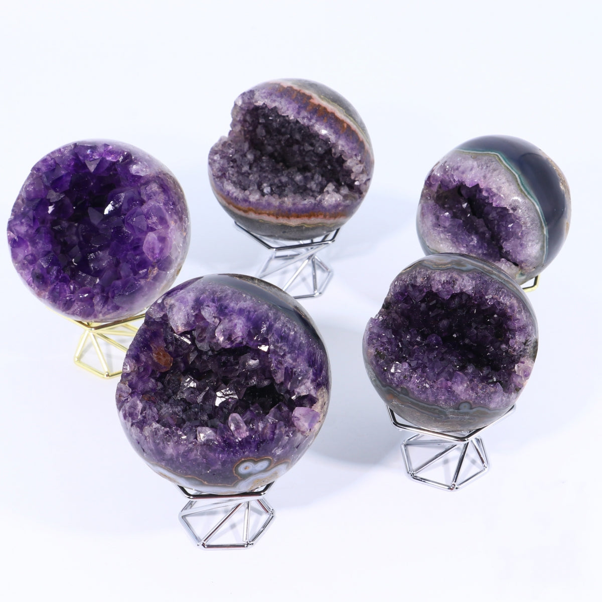 Natural Druzy Amethyst Cluster Spheres with Free Holders