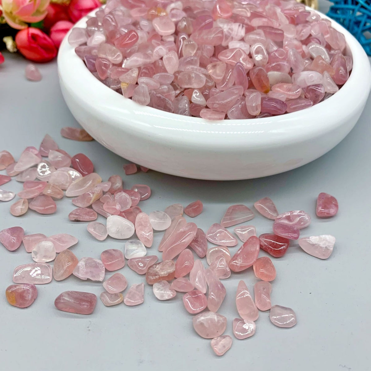 Natural Rose Quartz Chips Small Tumbles 100g