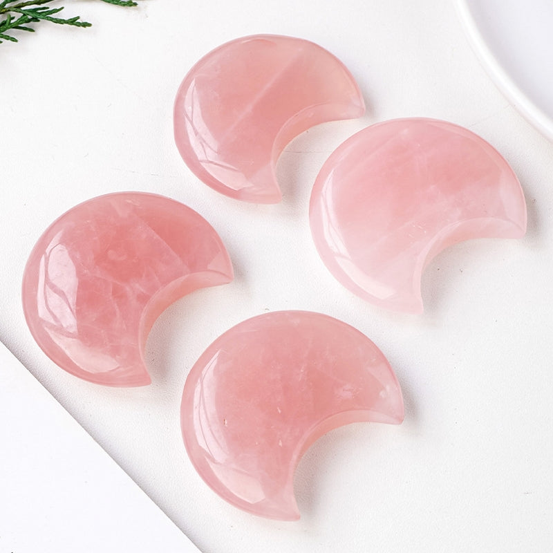 Natural Rose Quartz Moon Palm Stone 200g