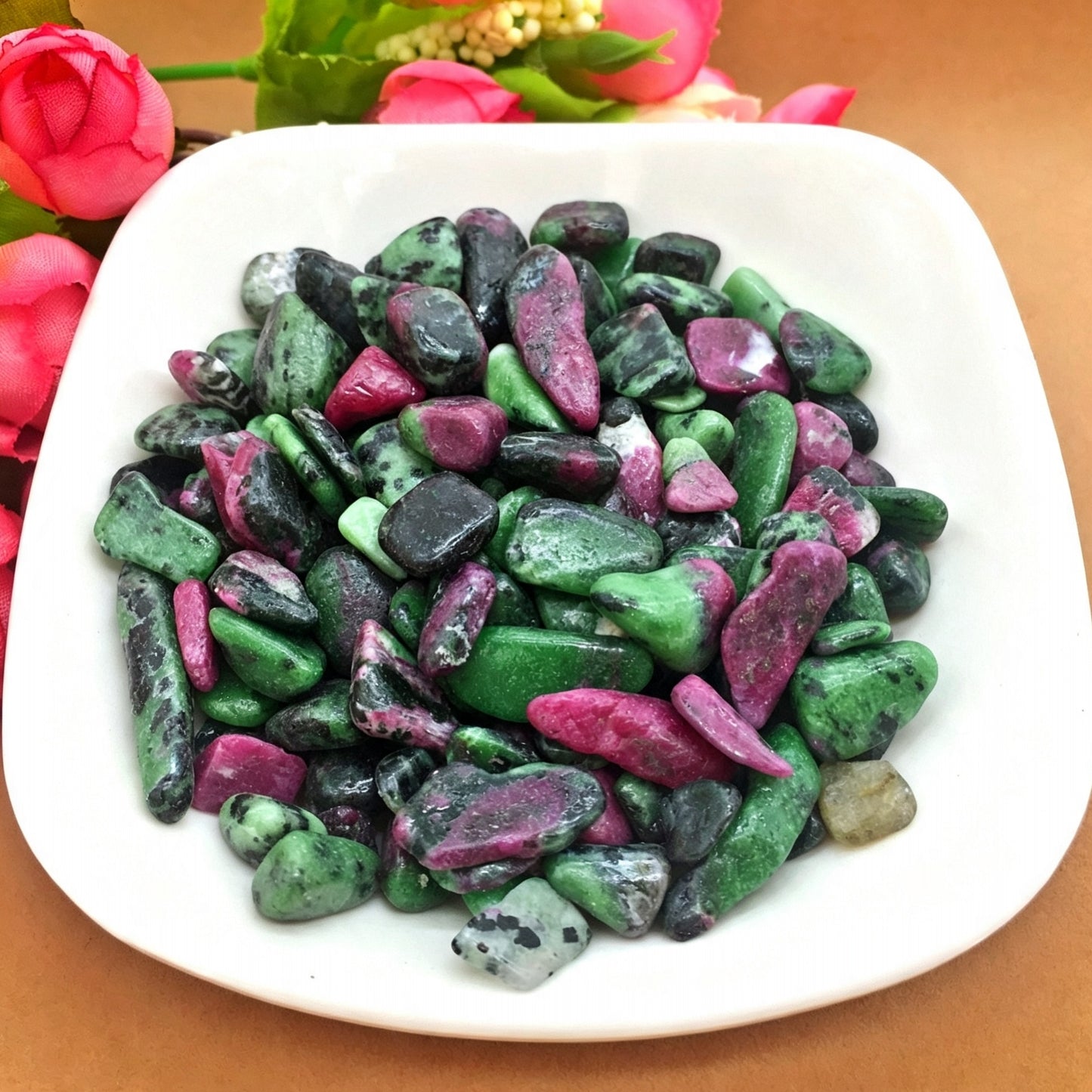 Natural Ruby zoisite Chips Small Tumbles 100g