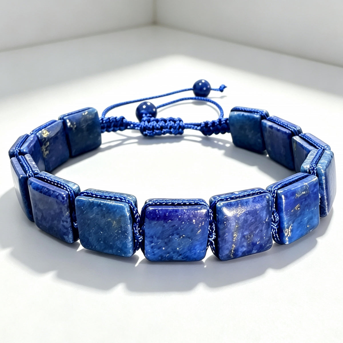 Natural Tiger's Eye Amethyst Lapis Lazuli Square Bead Bracelets Adjustable Bangles with Drawstrings