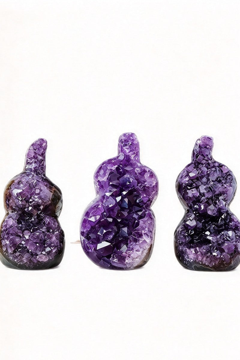 Natural Uruguayan Amethyst Geode Gourd Ornament Carvings