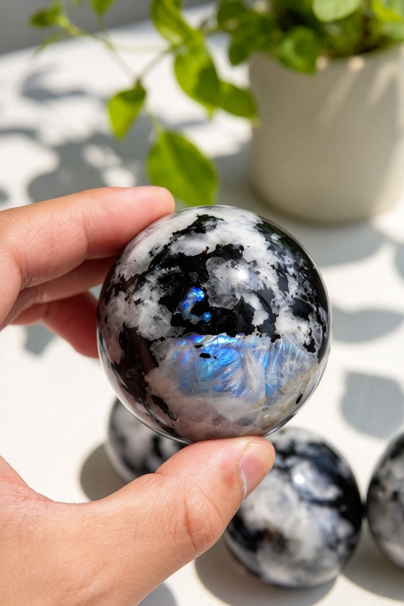 Rainbow Moonstone Spheres 1.57"-2.76"