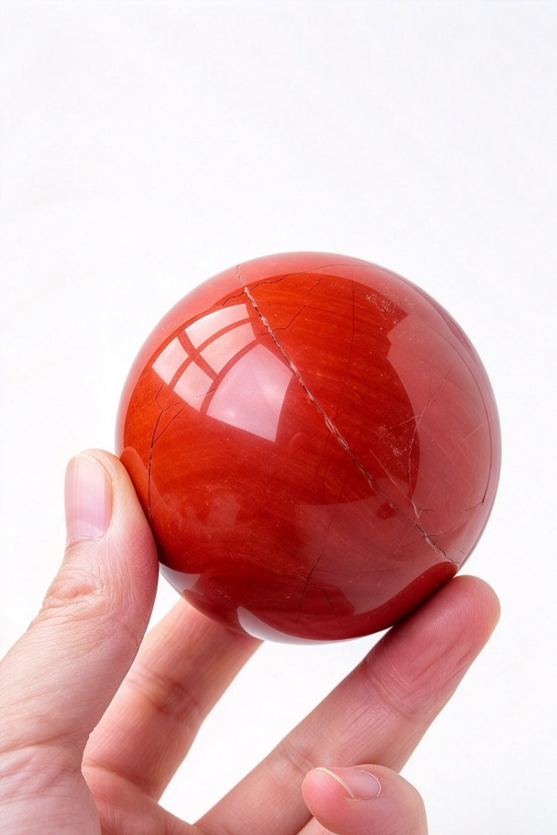 Red Jasper Crystal Spheres with Free Holders