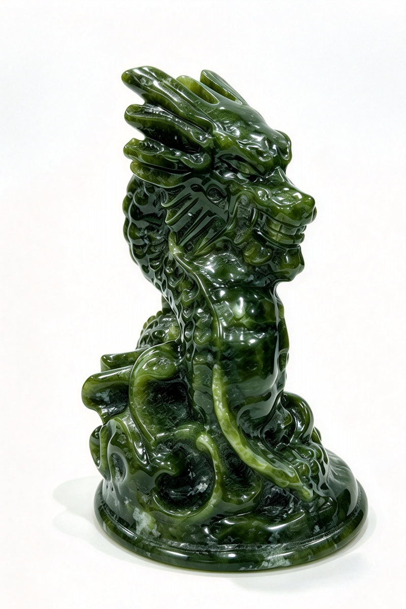 Serpentine Dragon Head Carvings 3.86"