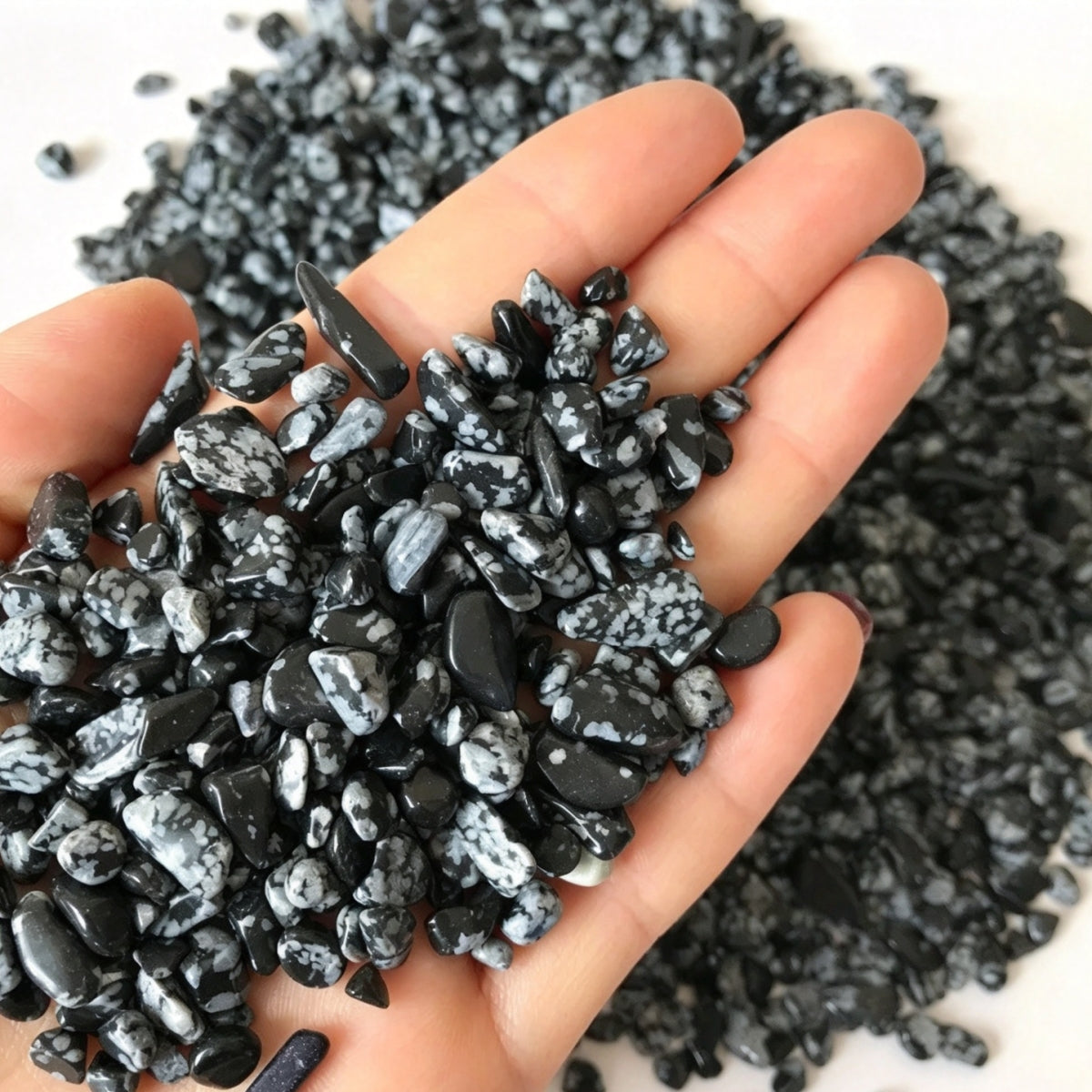 Snow Flame Obsidian Chips Small Tumbles 100g