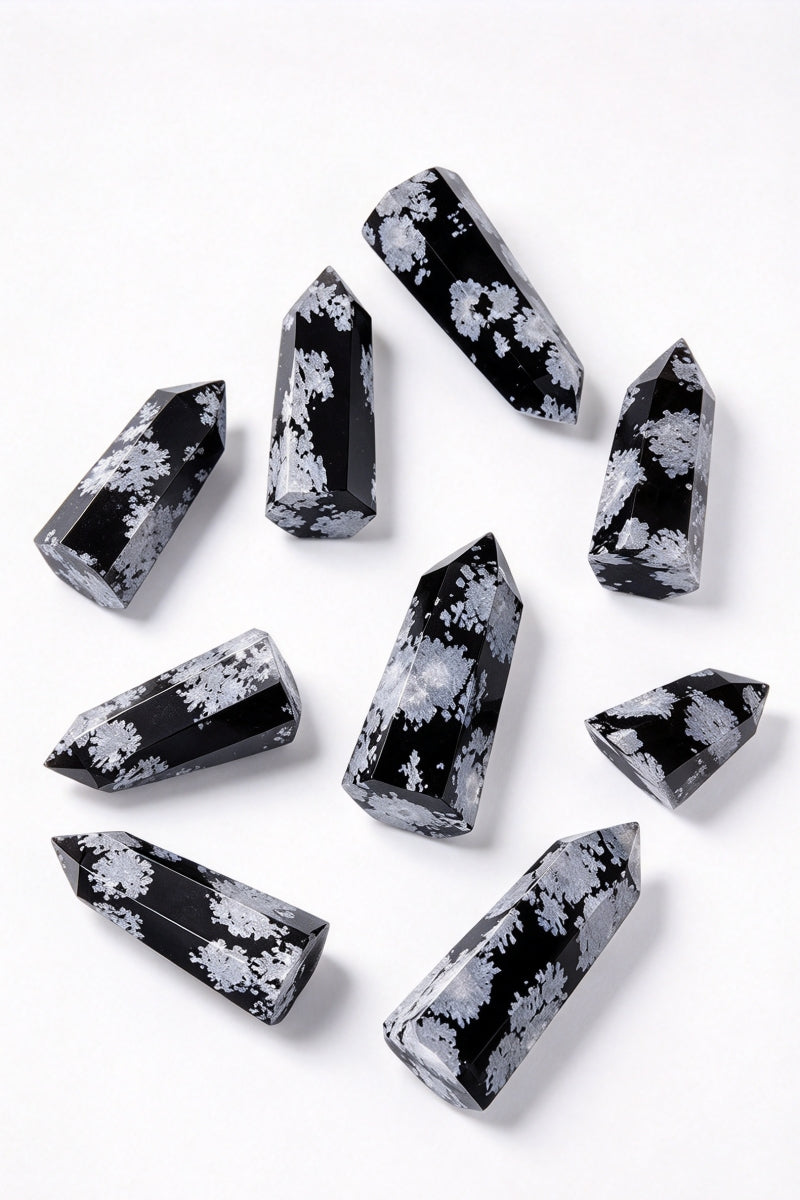 Snow Flame Obsidian Towers 1.57"-2.36"Tall