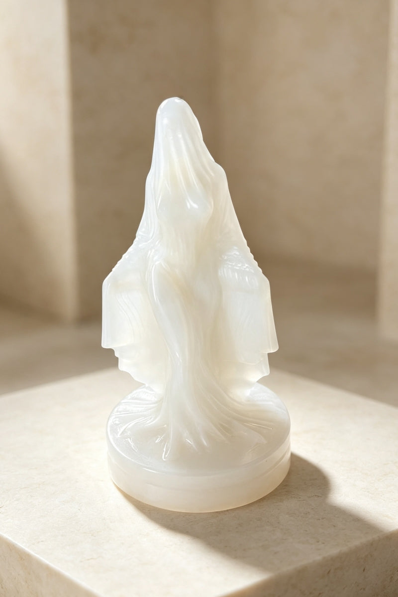 Veiled Lady Ghost Statue Halloween Witchy Carving in Medium Size for Home Decor