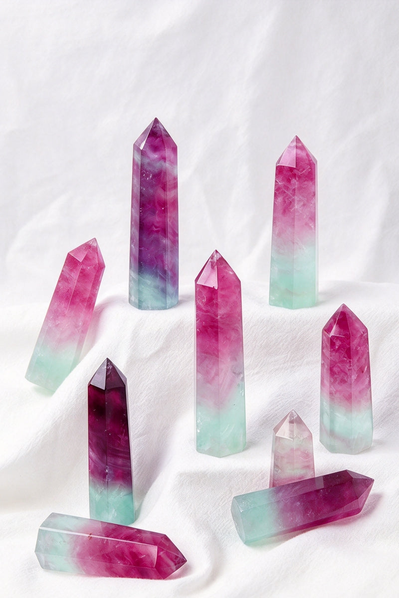 Watermelon Fluorite Towers 2.37"-3.54"Tall