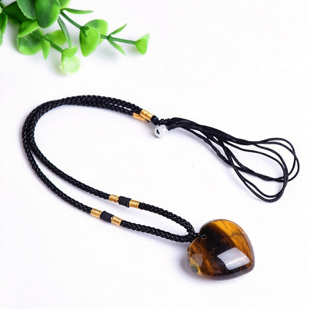Yellow Tiger's Eye Heart Pendant Necklace