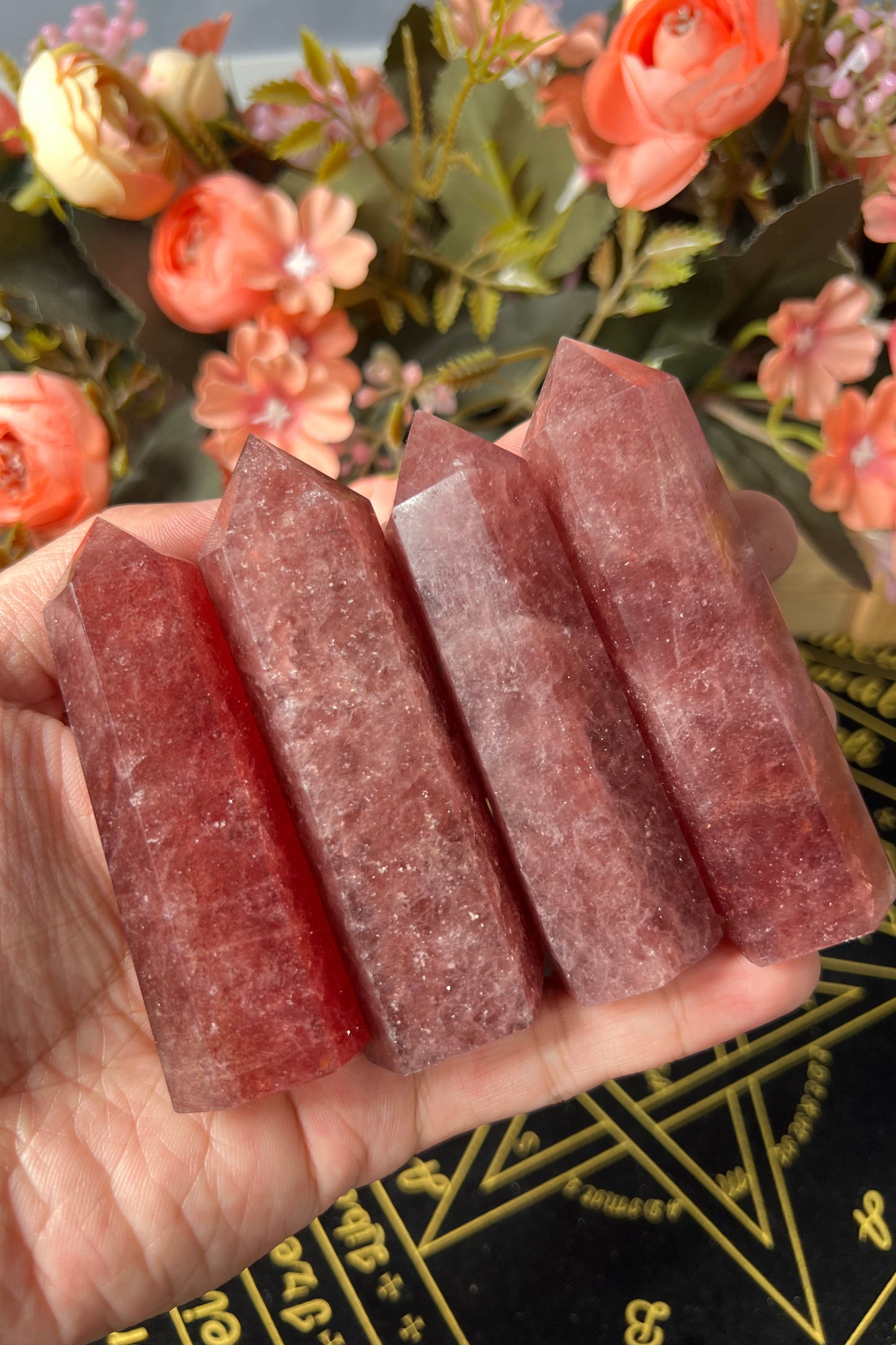 Strawberry Quartz Towers Nature Crystal Points