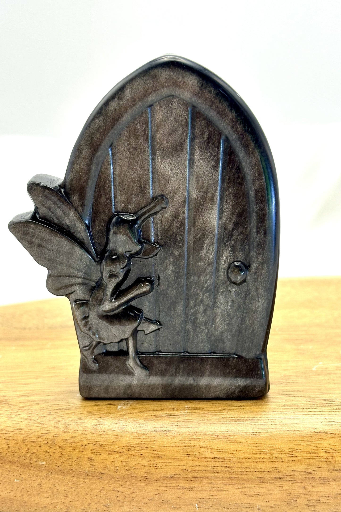 Obsidian Fairy House Carving Silver Obsidian Fairy Door