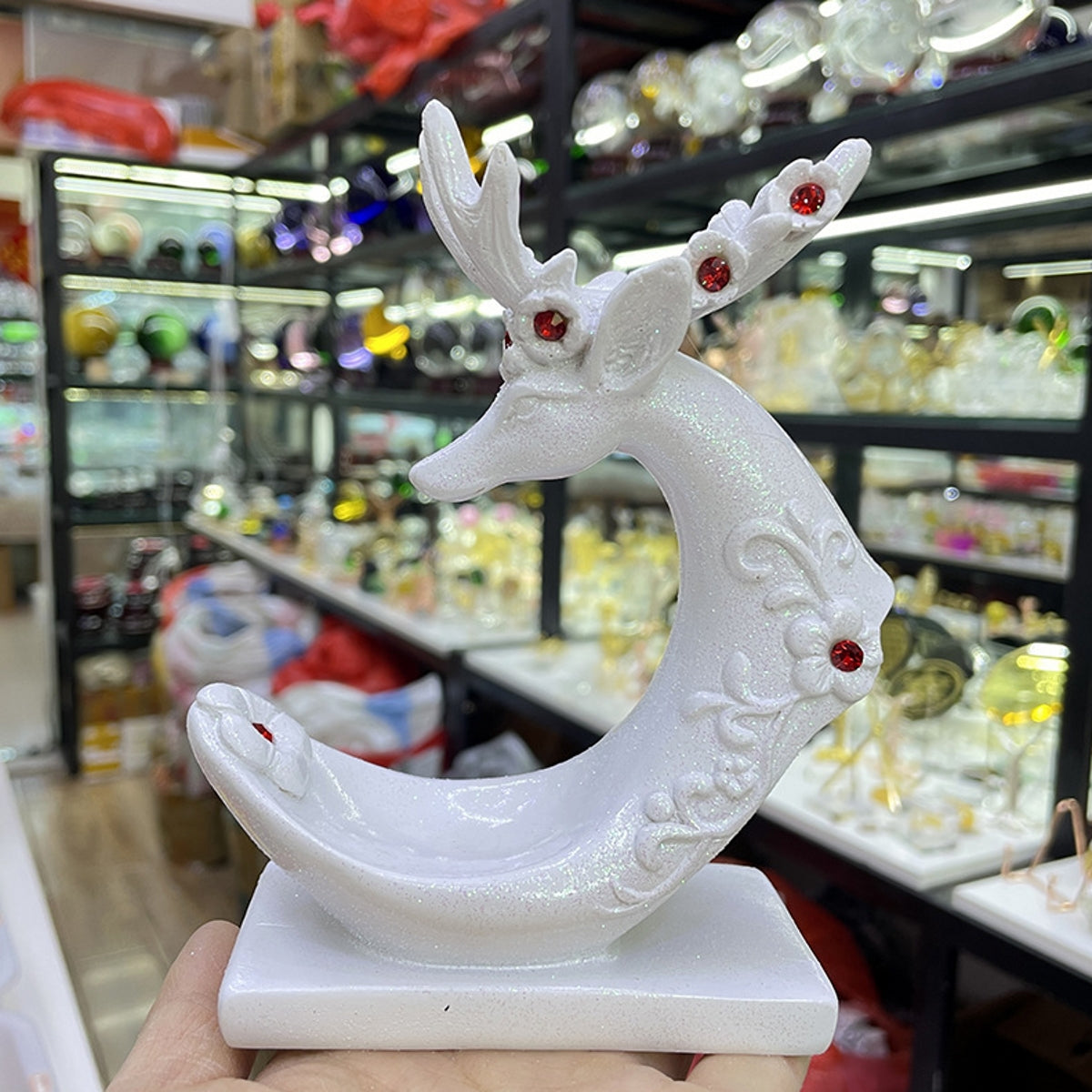 2 Sphere Deer Crystal Ball Stand Ornament Sphere Holders