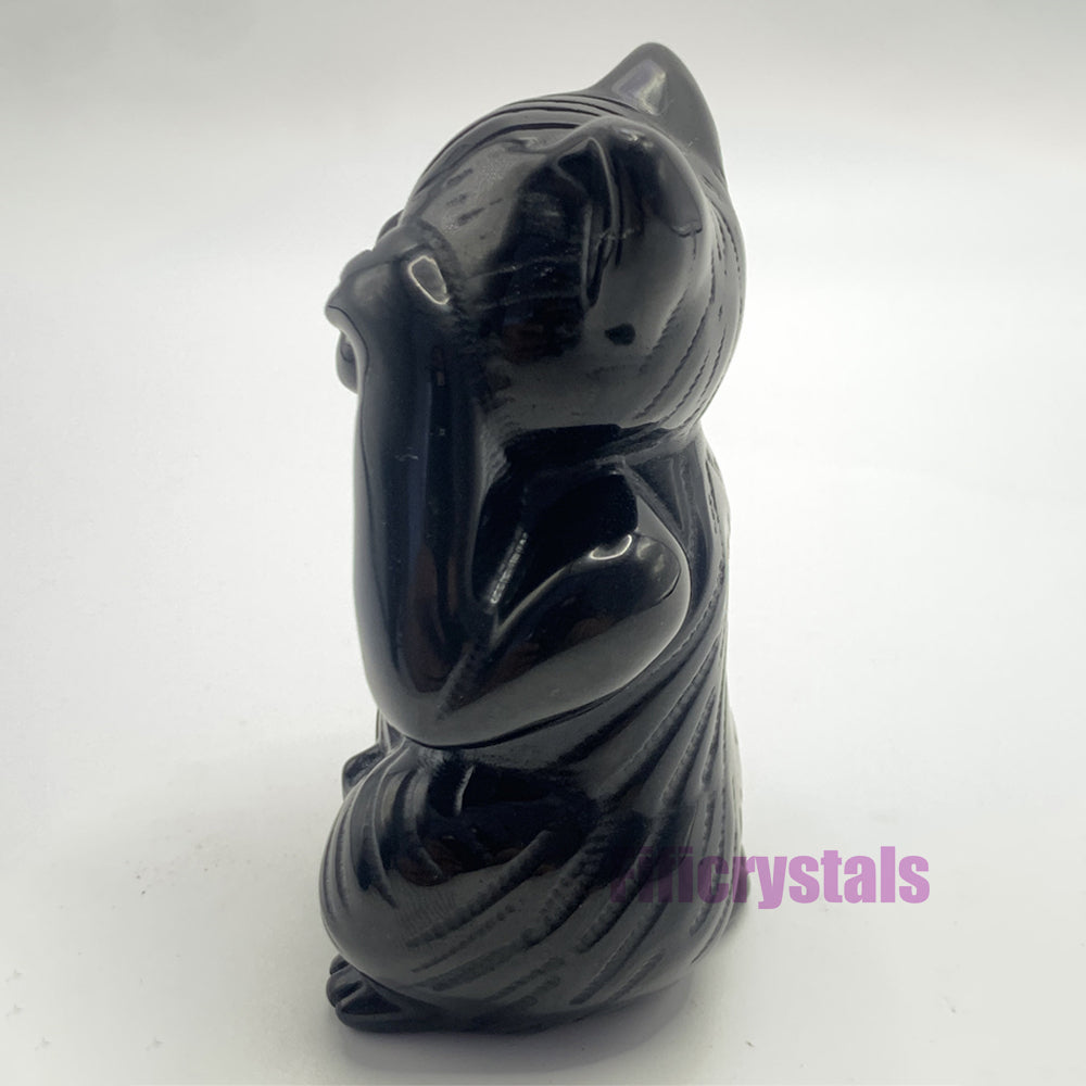 3 Cats Carvings Speak No Evil See No Evil Hear No Evil in Black Obsidian