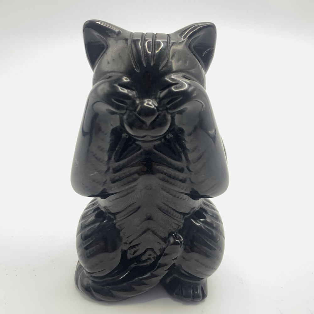 3 Cats Carvings Speak No Evil See No Evil Hear No Evil in Black Obsidian