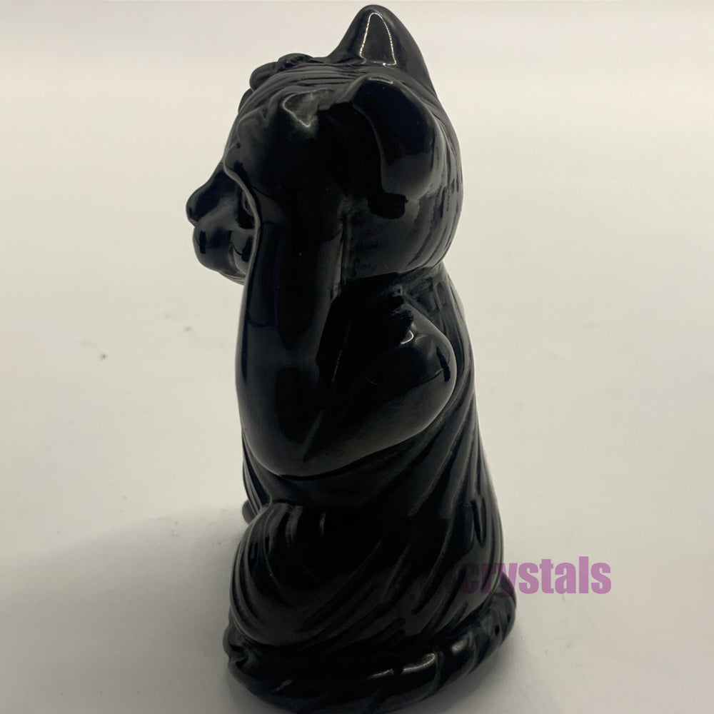 3 Cats Carvings Speak No Evil See No Evil Hear No Evil in Black Obsidian