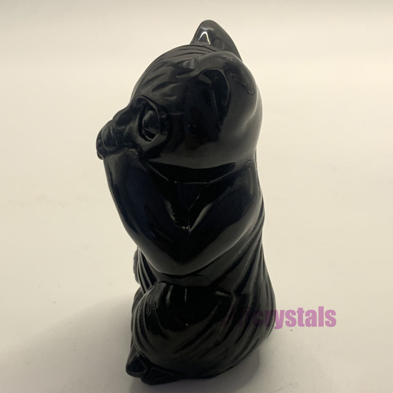 3 Cats Carvings Speak No Evil See No Evil Hear No Evil in Black Obsidian