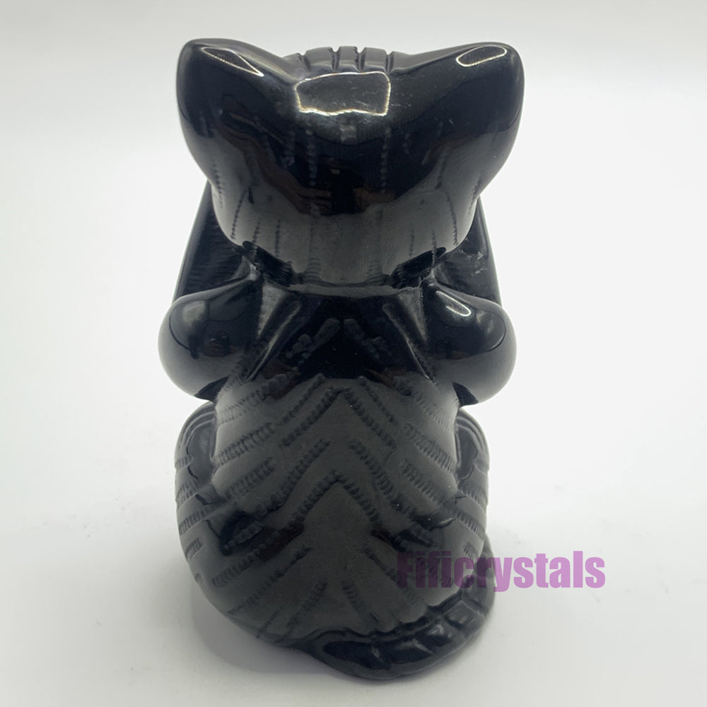 3 Cats Carvings Speak No Evil See No Evil Hear No Evil in Black Obsidian