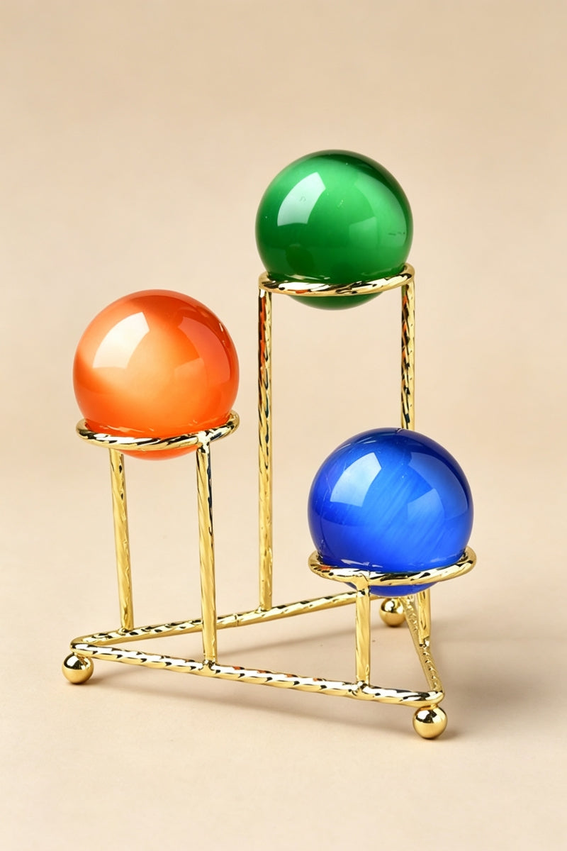 3 Sphere Creative Metal Feng Shui Stand Sphere Holders